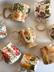 Floral Mug with Gold Detailed Flowers
