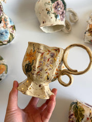 Floral Mug with Gold Detailed Flowers