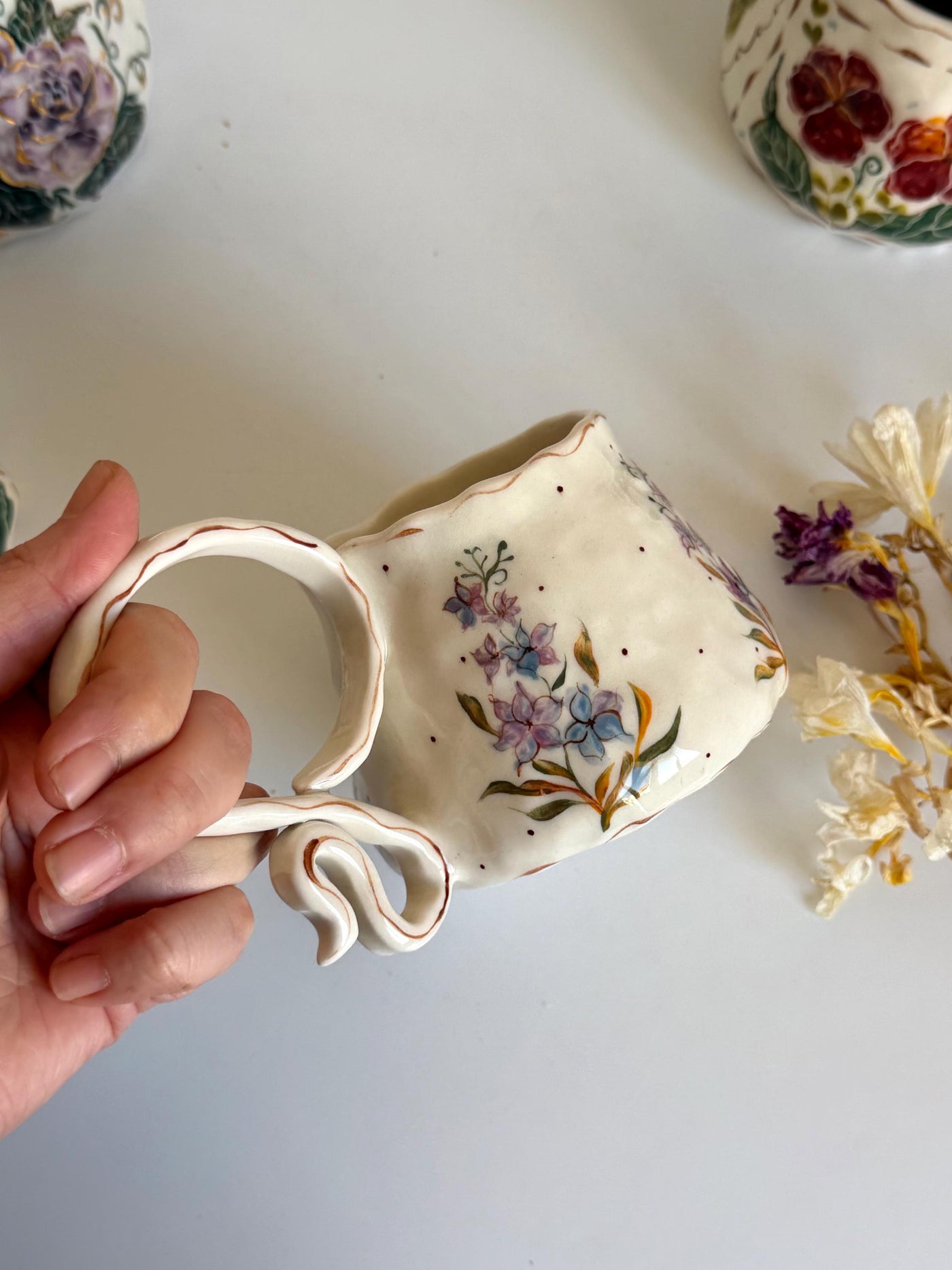 July Birth Larkspur Flower Mug