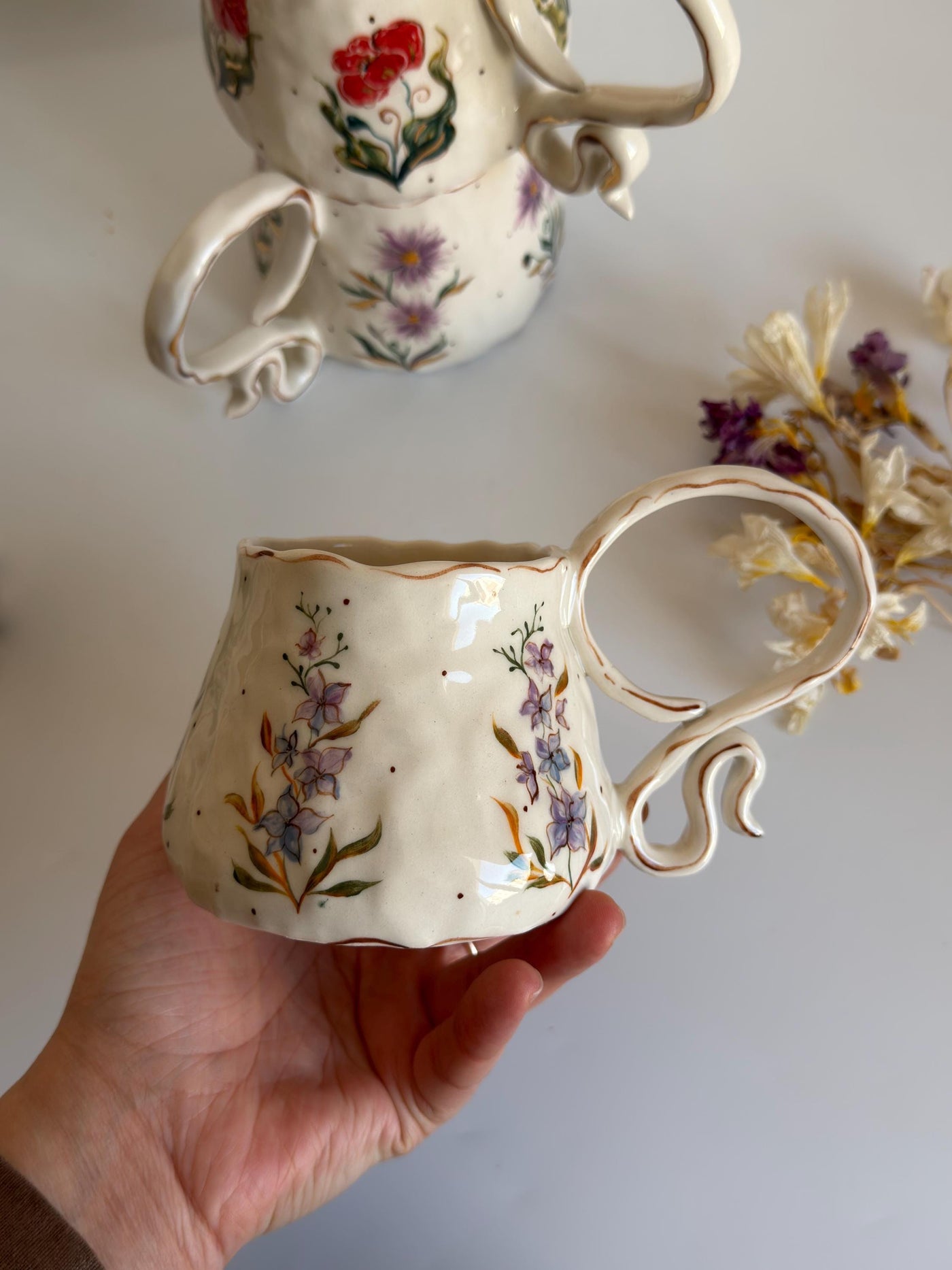 July Birth Larkspur Flower Mug