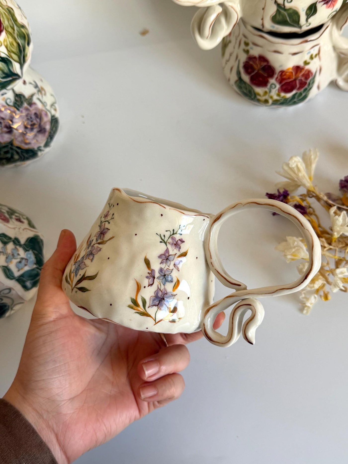 July Birth Larkspur Flower Mug