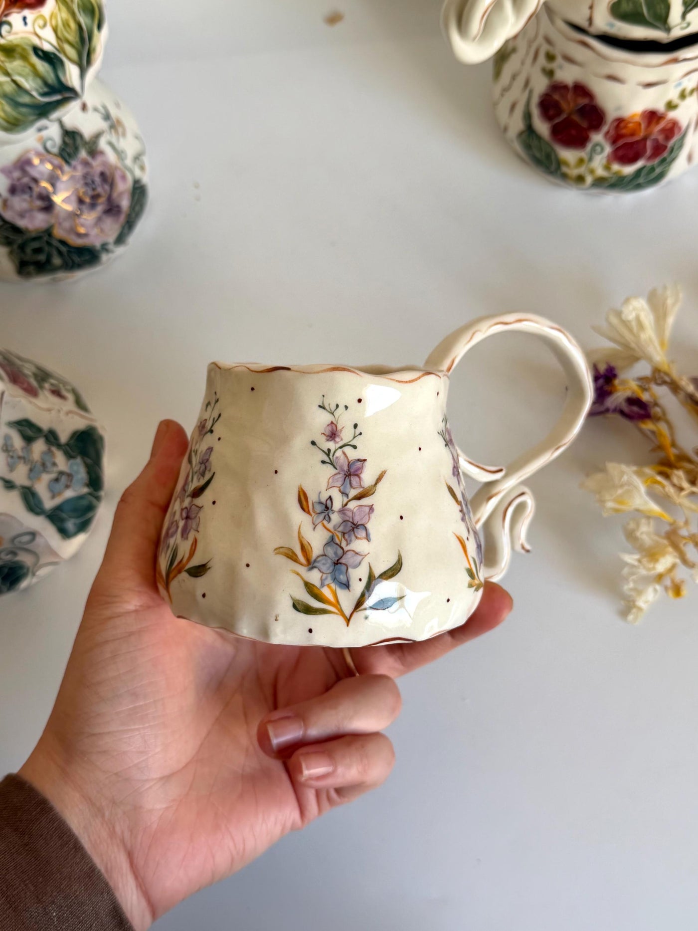 July Birth Larkspur Flower Mug