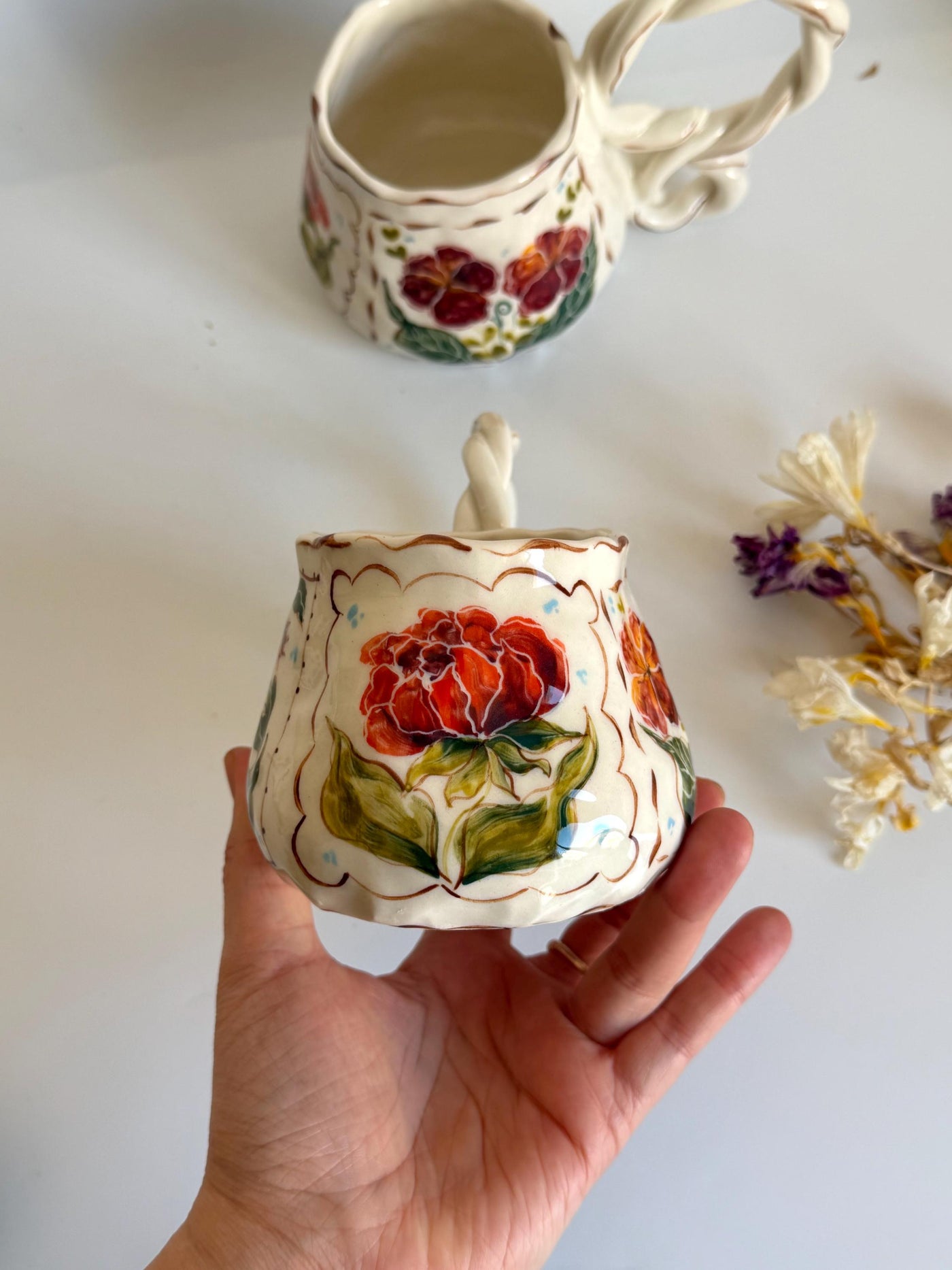 Pink, Orange Dreamy Flowers Mug