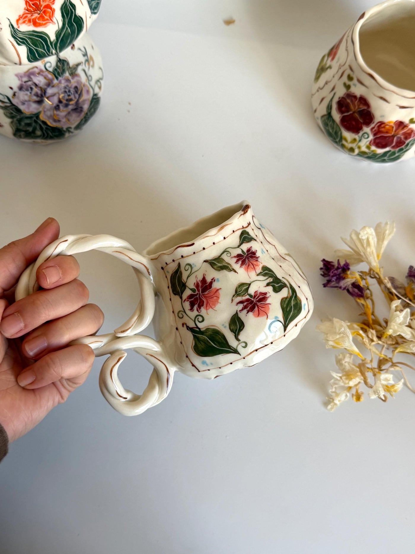 Pink, Orange Dreamy Flowers Mug