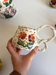 Pink, Orange Dreamy Flowers Mug
