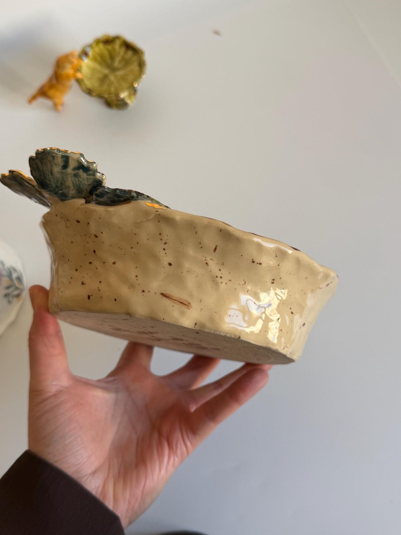 3D Butterfly with Gold Detailed Artisanal Bowl