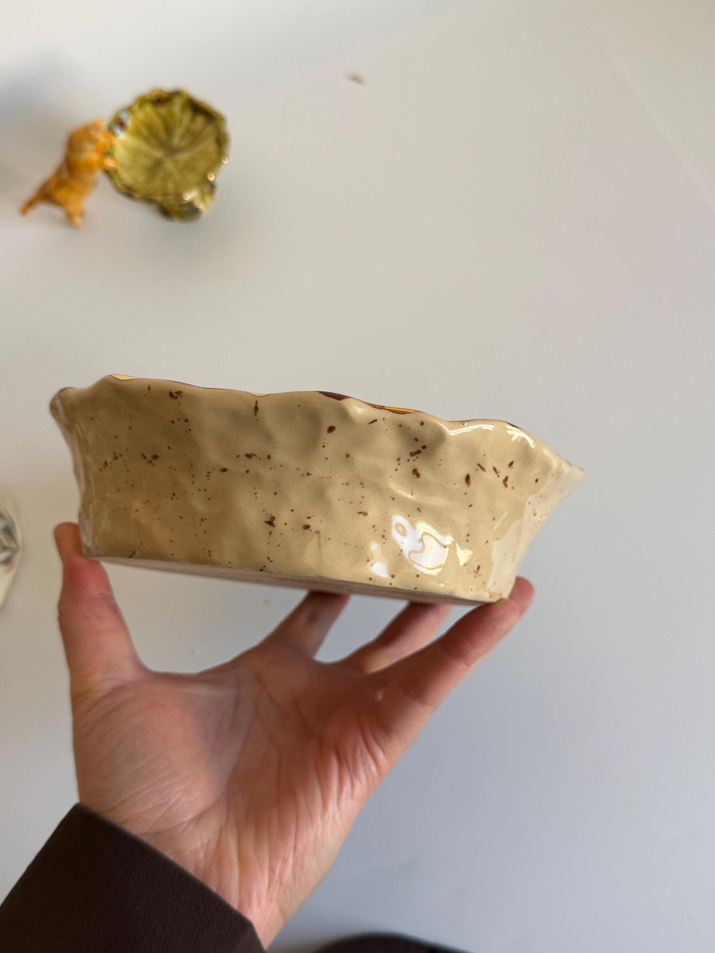 3D Butterfly with Gold Detailed Artisanal Bowl