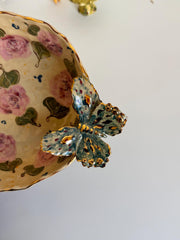 3D Butterfly with Gold Detailed Artisanal Bowl