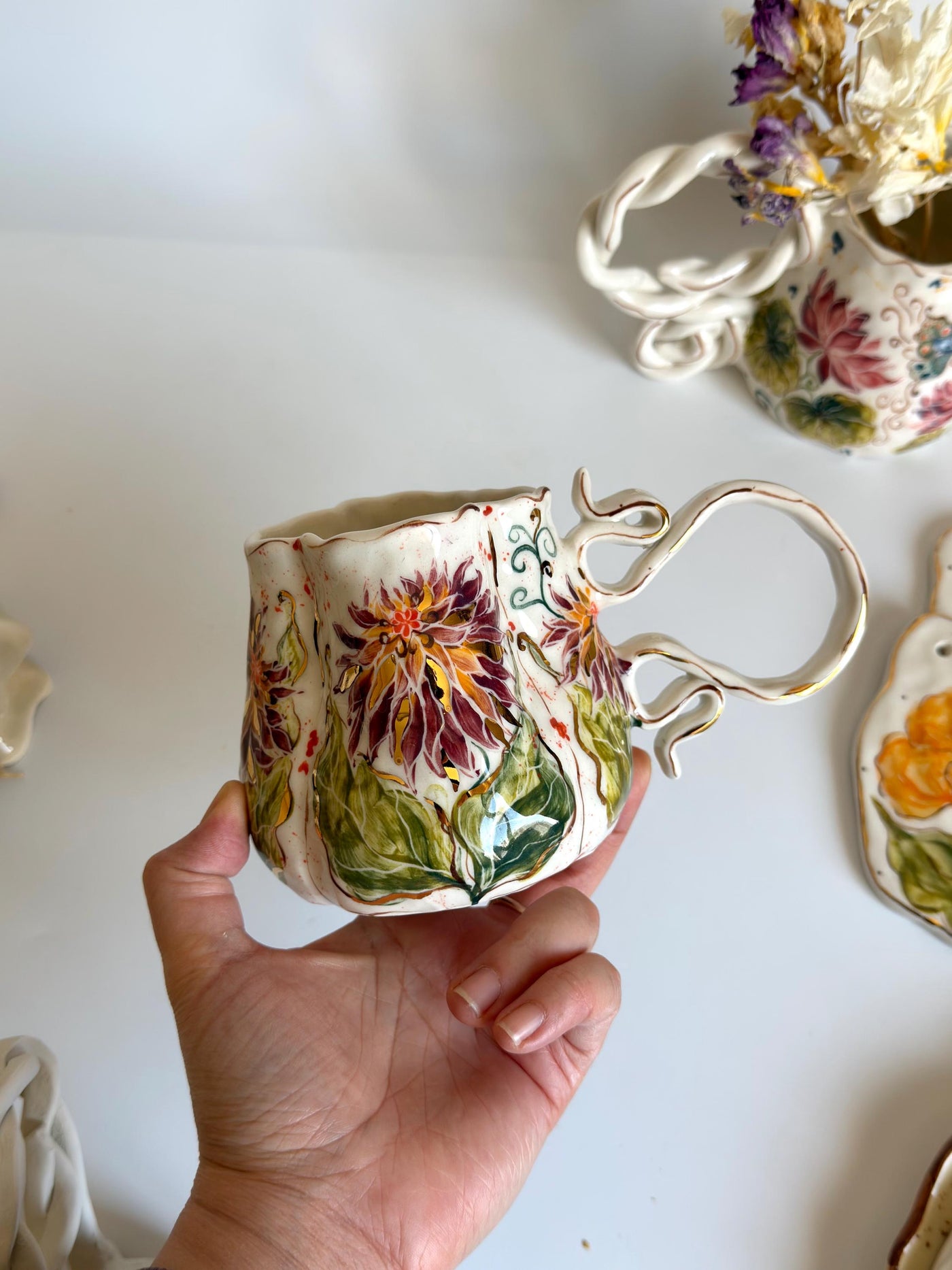 Purple Cremon Flowers Mug
