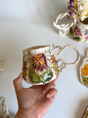Purple Cremon Flowers Mug