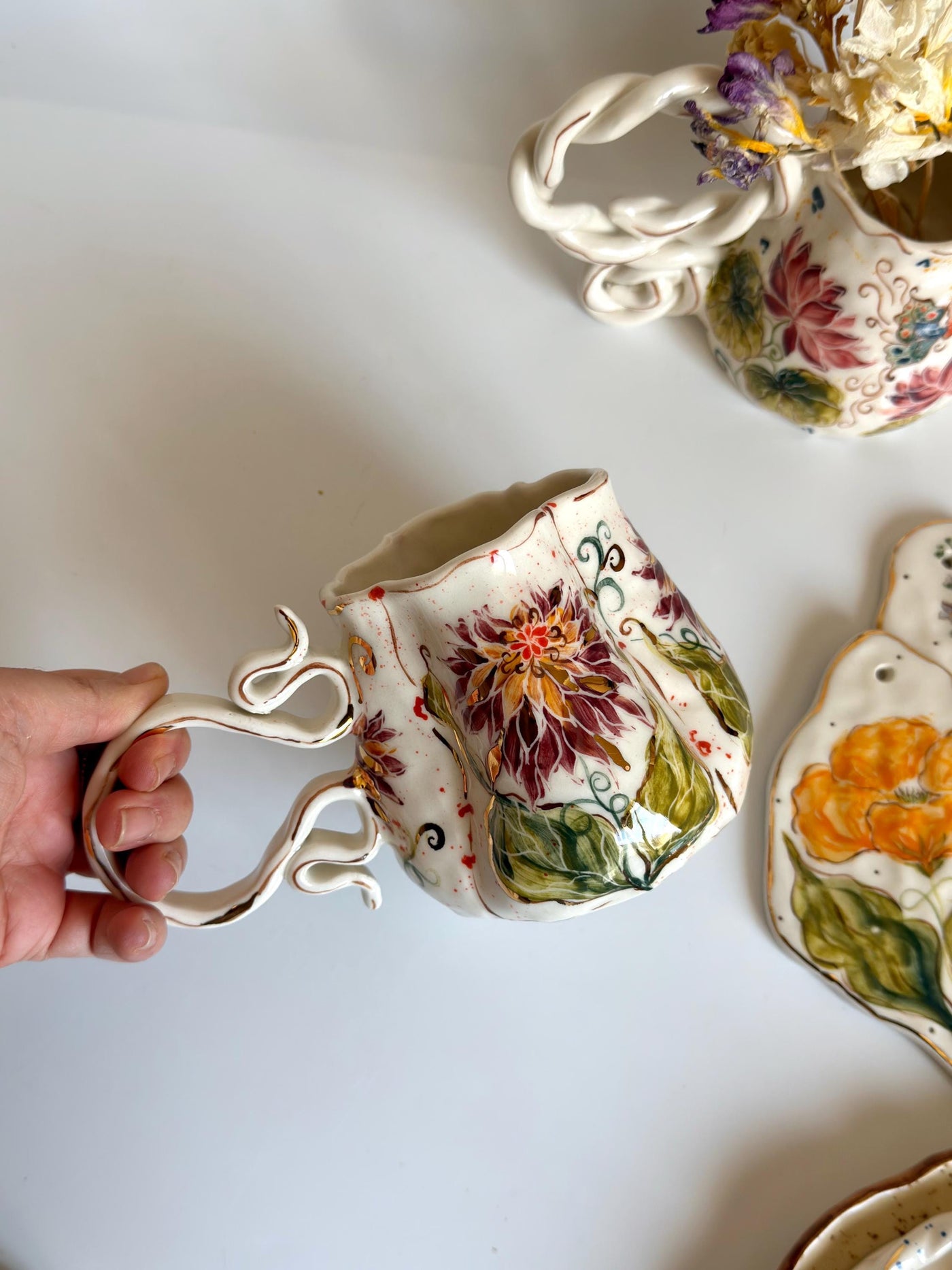 Purple Cremon Flowers Mug