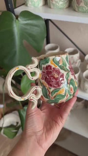 Burgundy Floral Mug