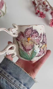 Impressionist Iris Flowers Mug
