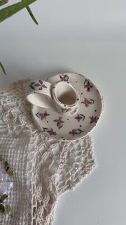 Purple Floral Candlestick Holder