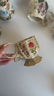 Floral Mug with Gold Detailed Flowers