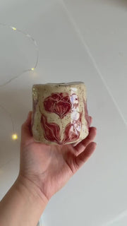 Red Floral To Go Mug