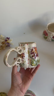 Purple Cremon Flowers Mug