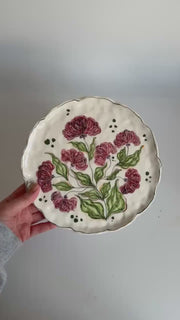 Burgundy Floral Wall / Serving Plate