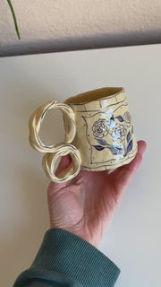 Vİntage Blue Floral - Ochre Series No:9