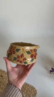Botanical Scarlet Petal Bloom Illustrations Matcha Bowl