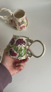 Purple Carnations Floral Mug